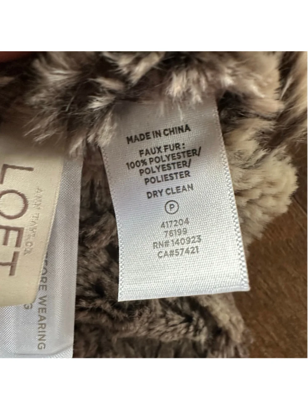 Women's LOFT Brown Grey Faux Fur Infinity Scarf One Size Summer Sale